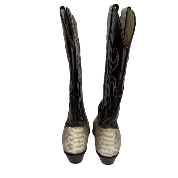 Capezio Womens Ivory and Brown Python & Leather Western Boots Size 5.5M Cowgirl - Picture 5 of 12
